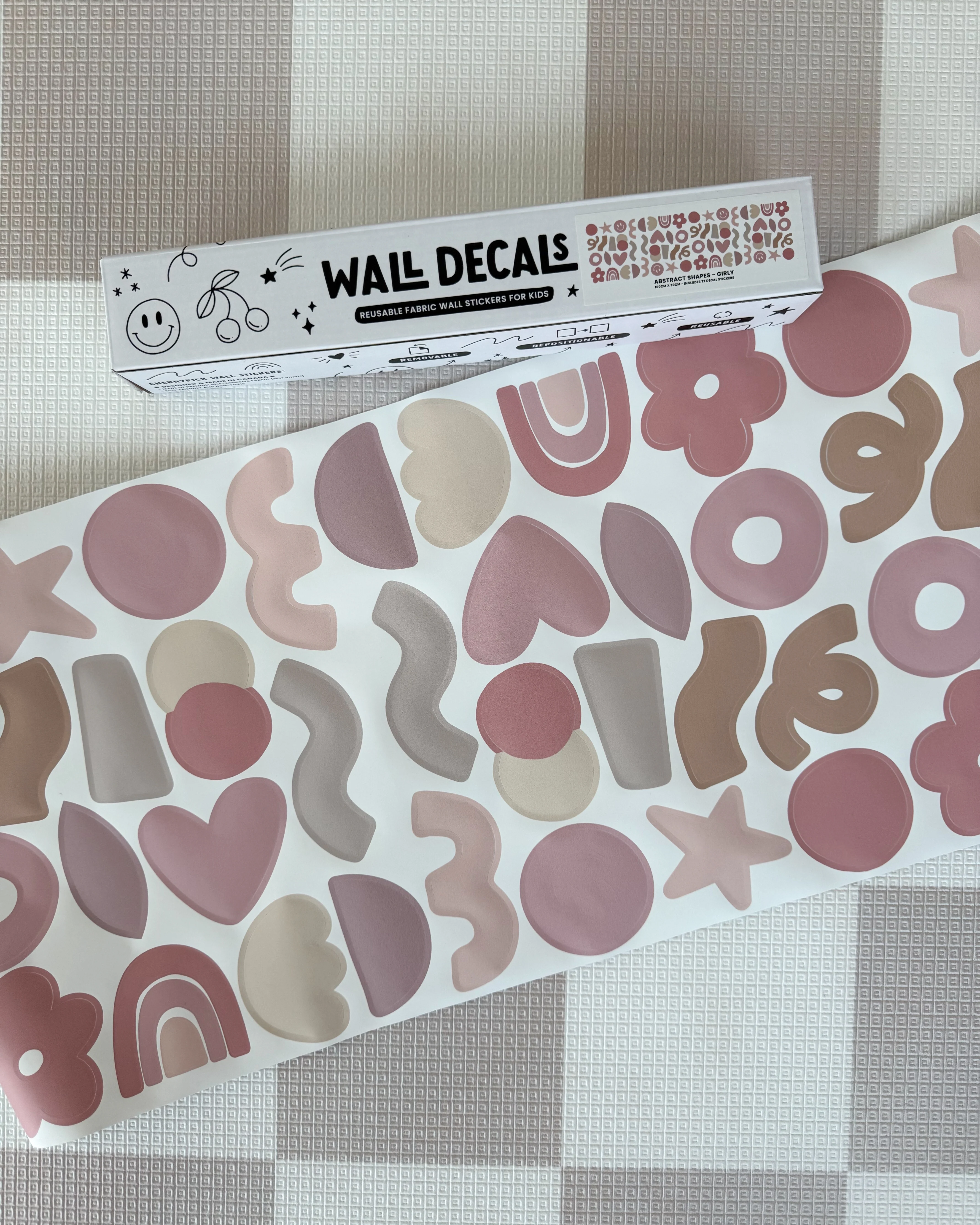 Peel & Stick Fabric Wall Stickers - Abstract Shapes (Girly) - Image 5