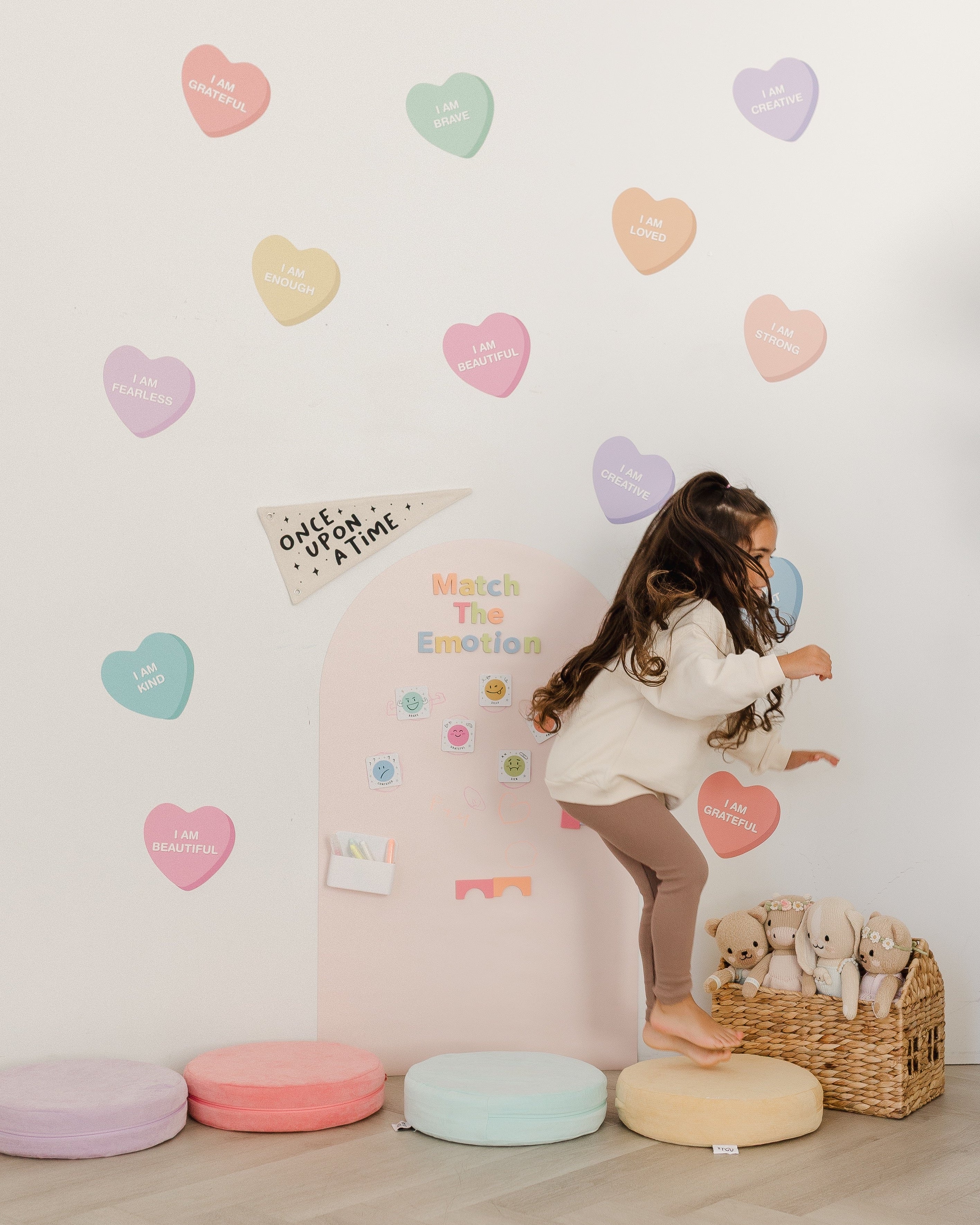 Peel & Stick Fabric Wall Stickers - Affirmation Candy Hearts (Bright) - Image 11